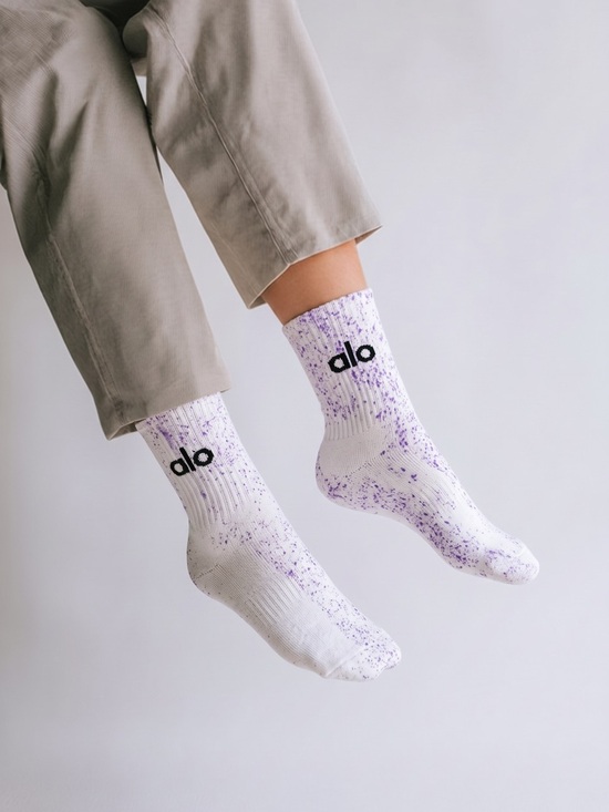 ALO Yoga Other - ALO Yoga White Crew Socks with Purple Speckle